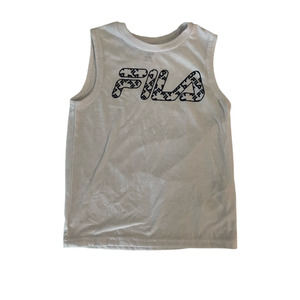 Fila White Dark Blue Sleeveless Logo Kids Shirt Size 7